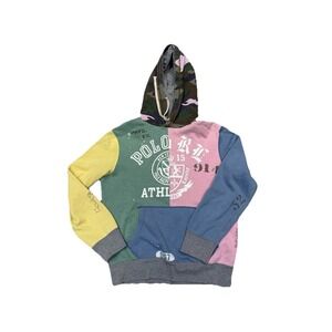 Polo Ralph Lauren Patchwork Spellout Distressed Hoodie Pastel Camo Mens Size M